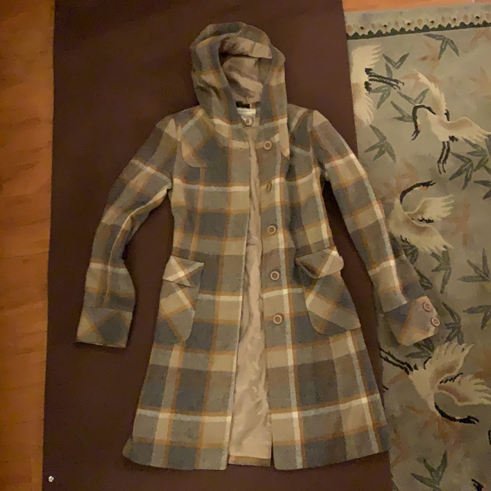 Beautiful Unique Plaid Hooded Pea Coat